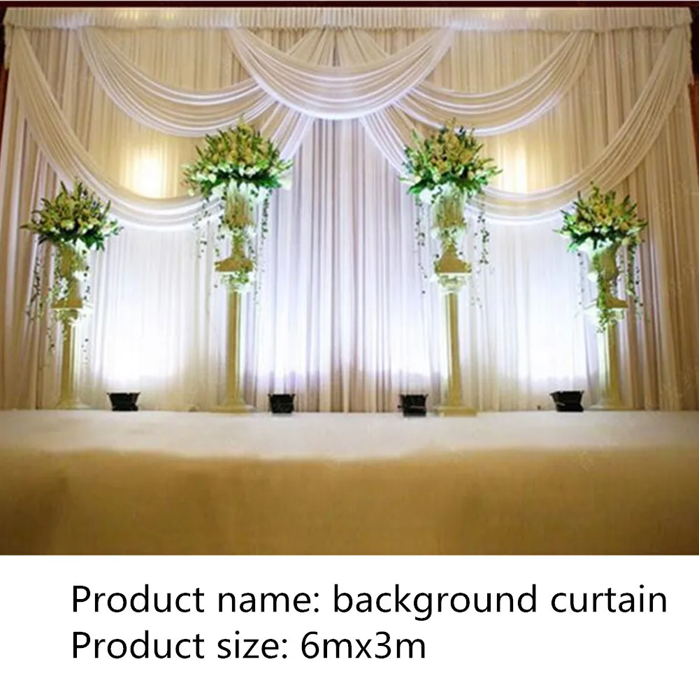 3mx6m Unique Black Wedding Backdrop With Beautiful Swag Wedding Drape and Curtain Wedding Decoration