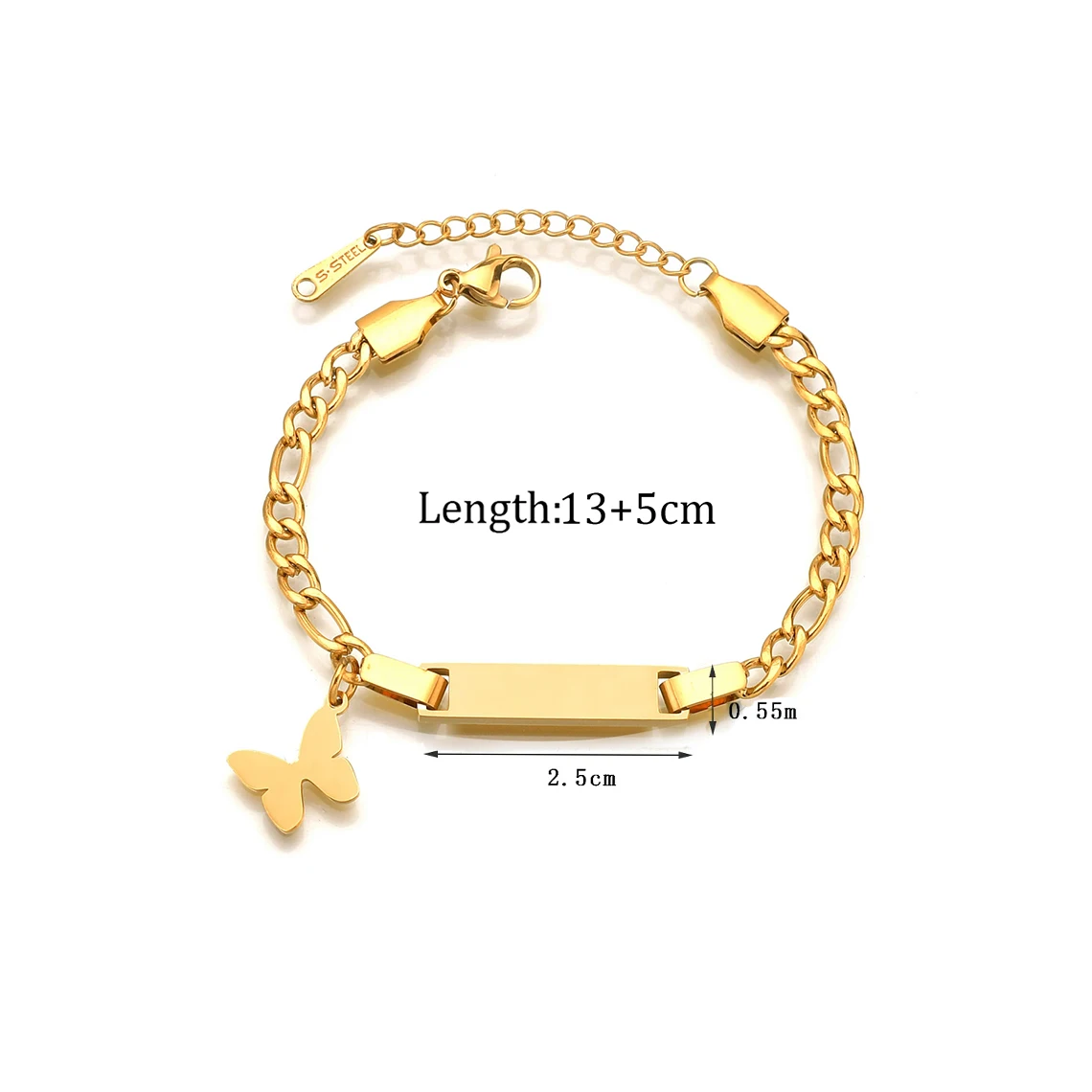 Kissmoon Custom Engrave Name Baby Bracelet Stainless Steel Heart Star Crown Bracelet for Kids Children Christmas Jewelry Gift