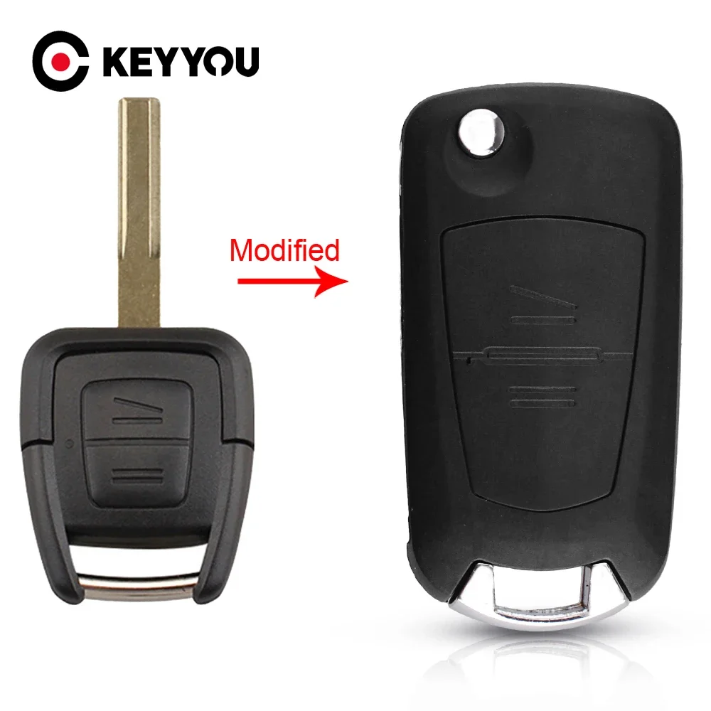 

KEYYOU 2 BT Uncut Folding Flip Remote Key Case Shell Fob For Vauxhall Opel With HU43 Blade Car Key Shell Case