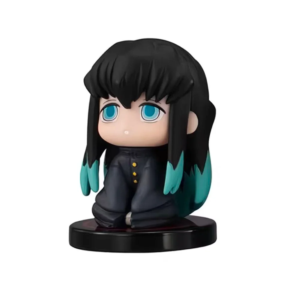 5pcs Action Figure Toy Anime Kimetsu no Yaiba Q Version Sitting Tanjiro Nidouzi Inosuke Zenizu PVD Figurine Model Doll Gifts