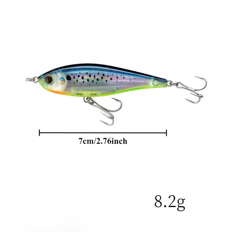 Billings 1 Stück 7cm/8,2g Interner Laser-Sinking-Pencil-Hardbait für Süßwasserflüsse mit Dreifachhaken – Künstliche Bio-Mimetische Köder – Detail 2