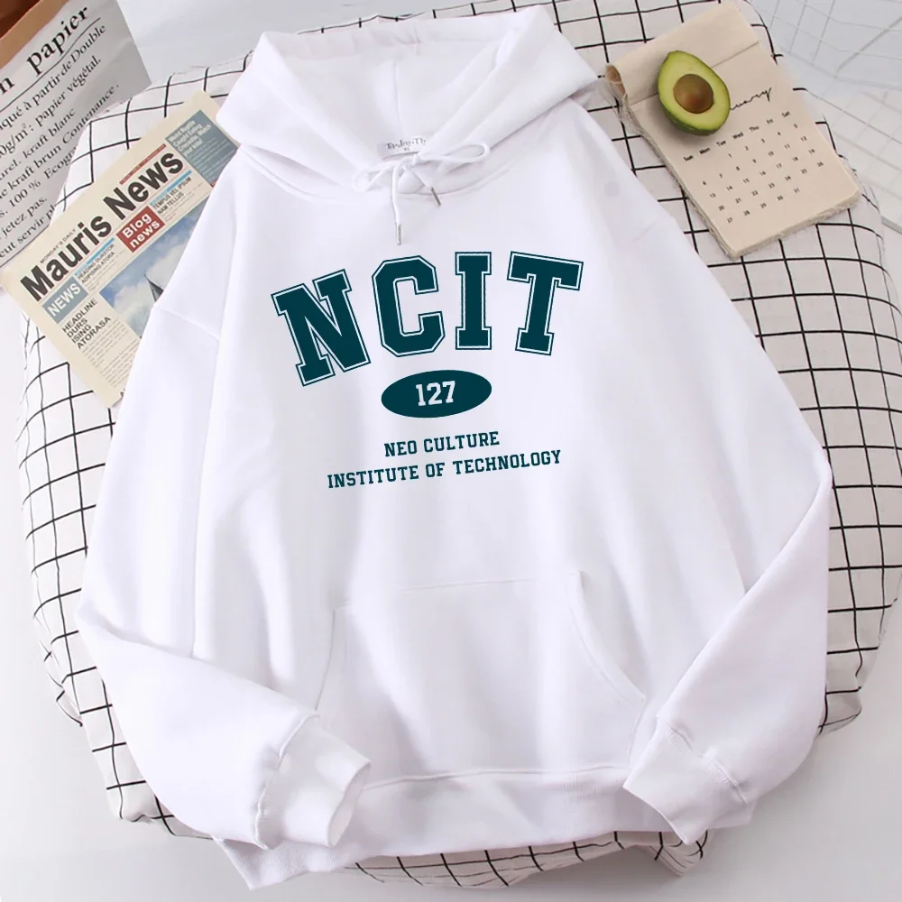 Letter NCIT 127 Neo Culture Institute Of Technology Prints Oversize Womenswear Hoodie Harajuku Fleece Hoody Pullover Sweatshirt