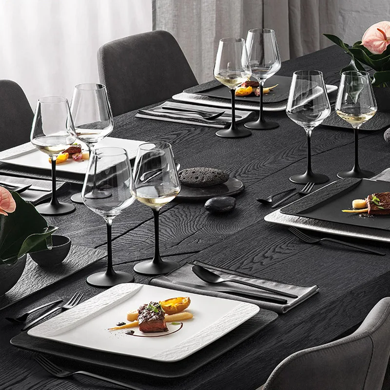 Conjunto de garfo e colher, talheres de comida ocidental para casa de luxo leve e sofisticada, rock de engenharia