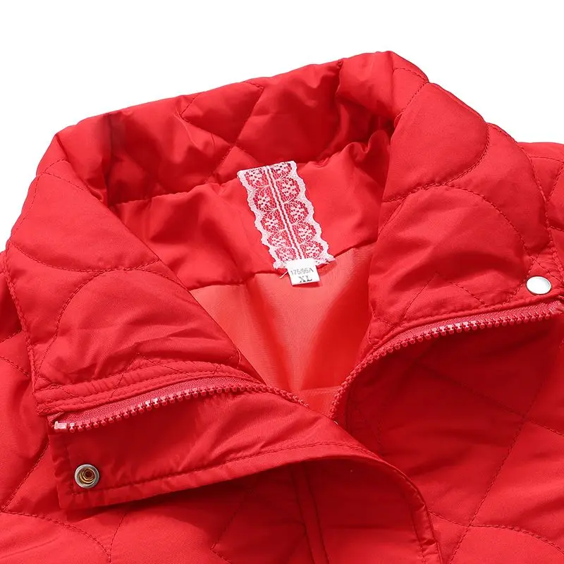 New Women Autumn Winter Cotton  Coat Diamond Grid Fashion Short Down Cotton Jacket Korean Stand Collar Warm Cotton Overcoat