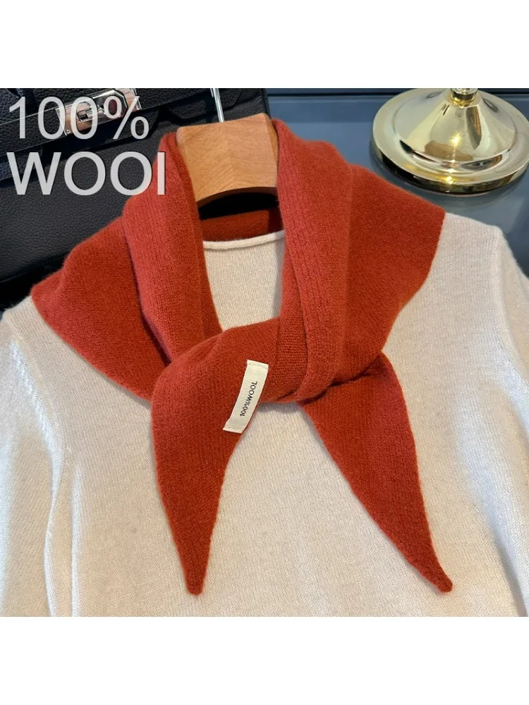 100 % Wolle, britischer koreanischer dreieckiger Schal, Nischen-Dreiecksschal, Damen-Kopftuch, gestrickter Schal, Winter, warmer Poncho Echarpe