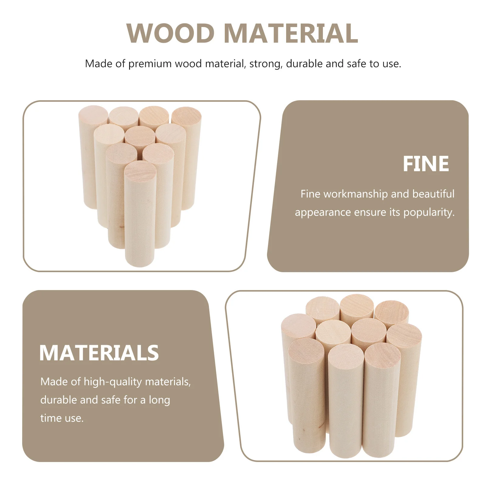 

10Pcs Craft Wood Rods Smooth Surface Durable for DIY and Handcraft Sessions in Classrooms Wood DIY Rods Wooden Round Sticks