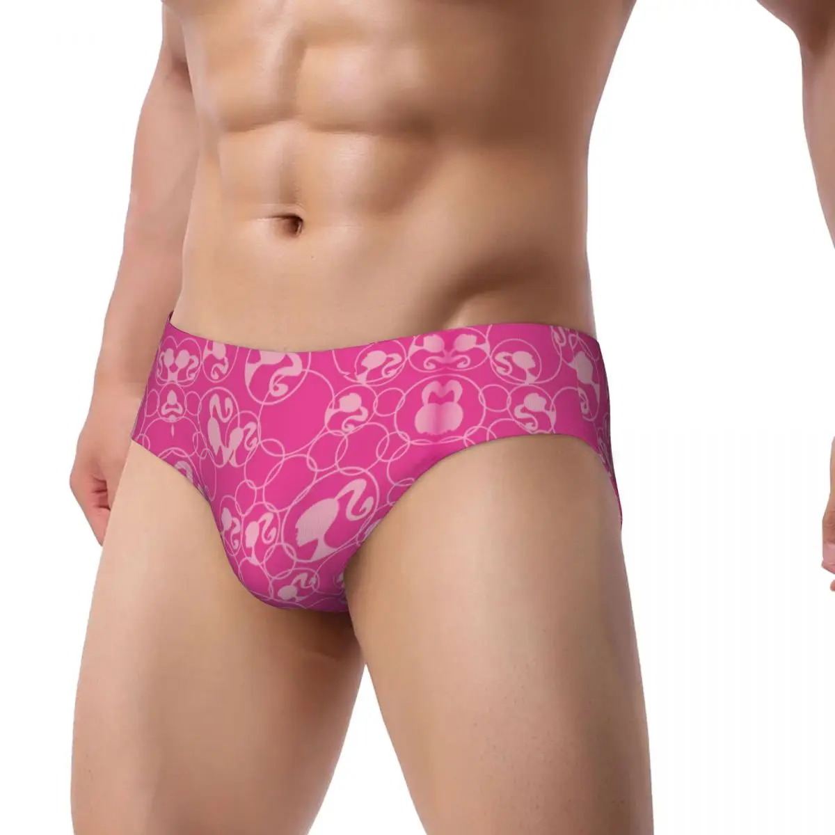 Custom Mens Pink Barbies Head Panties Underwear Male Comfort Briefs Underpants