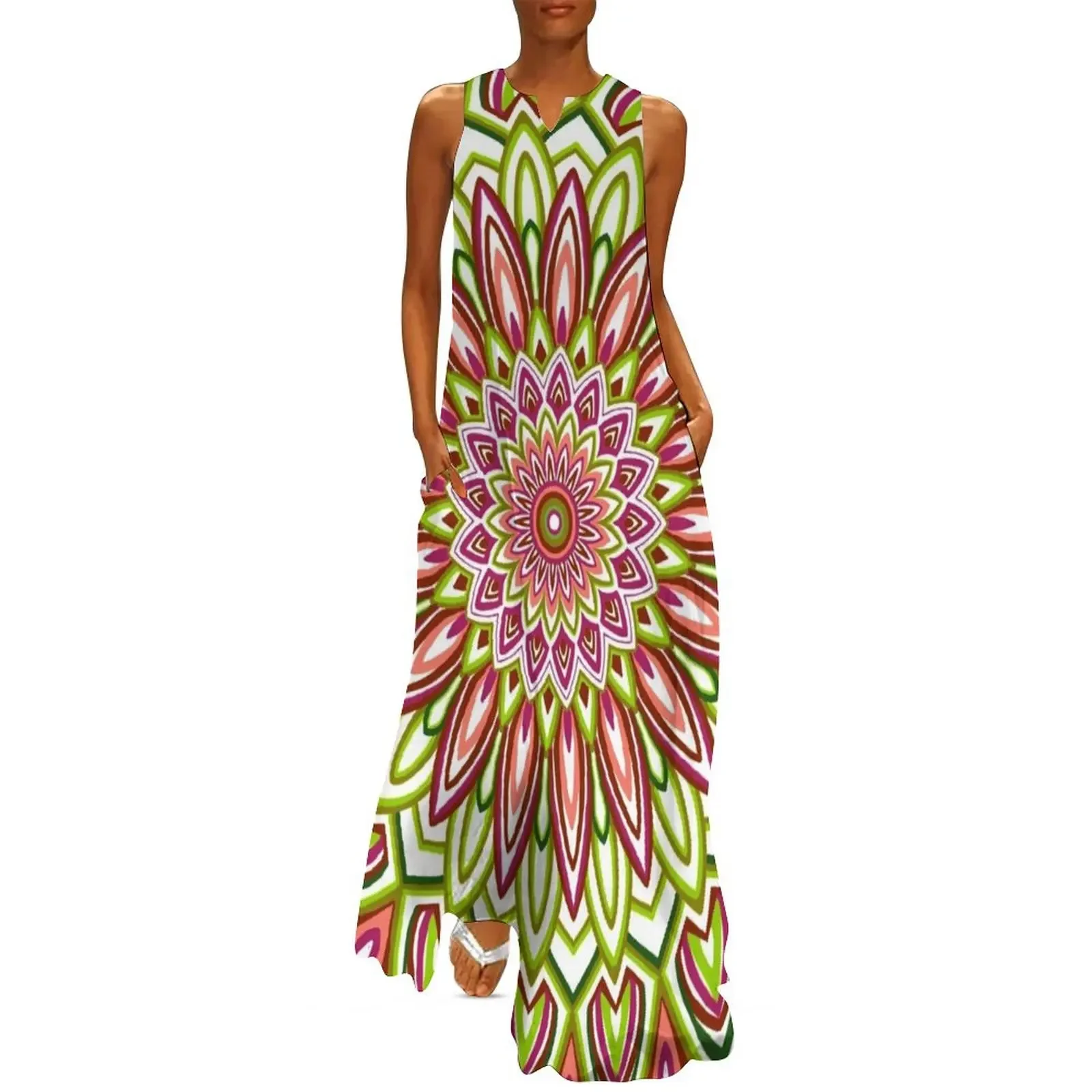 

Green and brown mandala Long Dress dresses for women 2025 dress summer summer dresses for women 2025 Dress