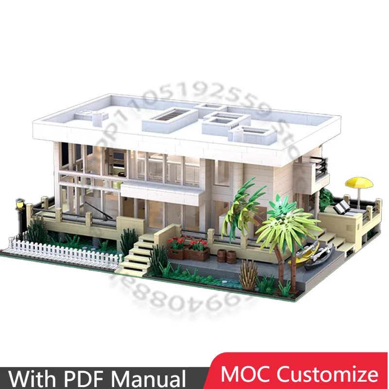 3314 Piezas, Construcción de la Casa de la Isla de Fuego de Richard Meier, MOC, Bloques de Construcción Modulares Personalizables, Juguete de Ensamblaje Simple para Niños, Regalo