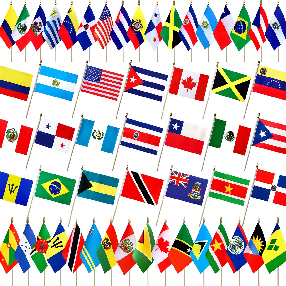 North America hand flags 14x21cm  polyester fabric - all North America national hand waving flags for celebrations decoration