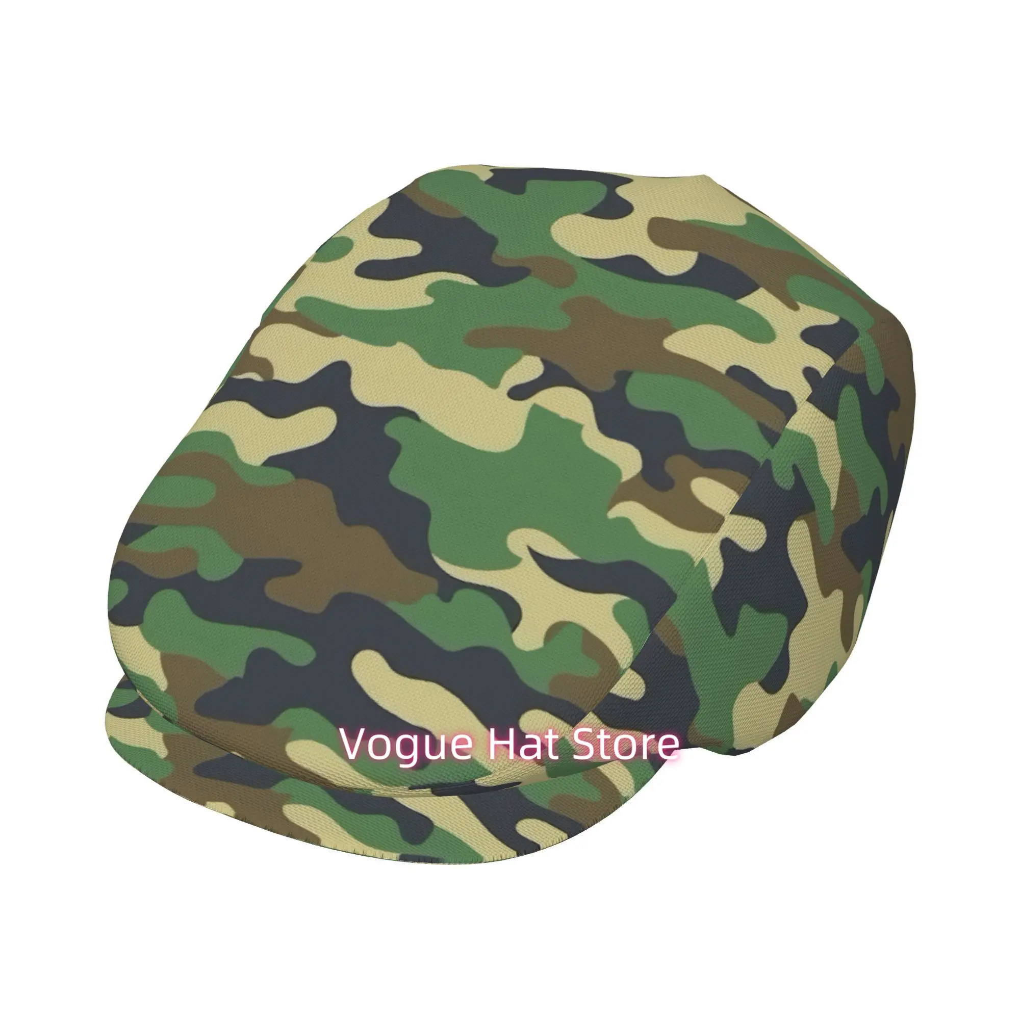 One Camouflage Beret with an All-Over Print, a Vintage Newsboy Cap That Is Unisex, Essential for Outdoor Leisure And Formal Even