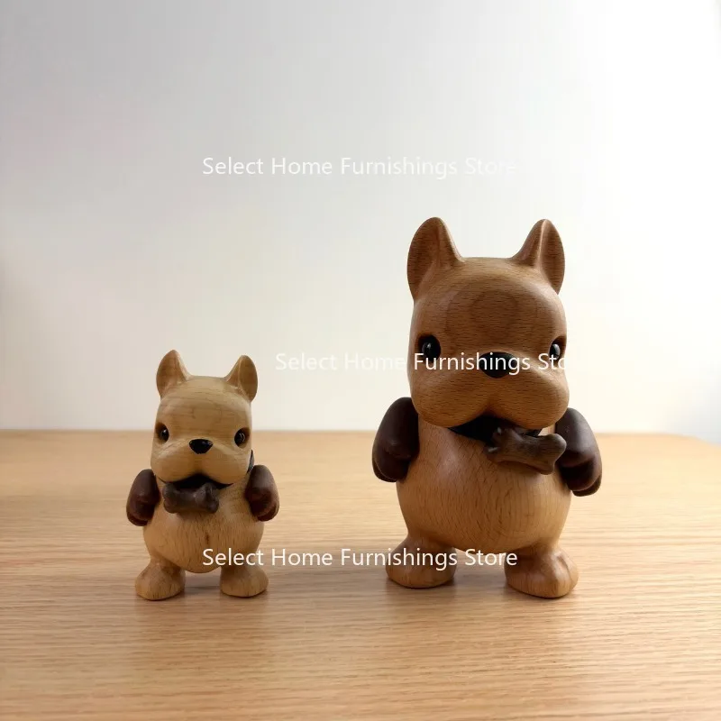 Suitable for Home Ornaments Bully Dog Cute Products Tabletop Ornaments Office Decorations Solid Wood Dog Doll