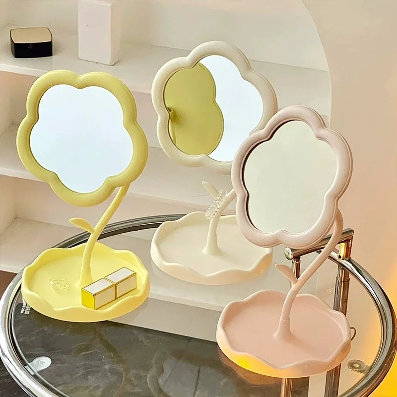 Flower-Shaped Makeup Mirror for Desk Vanity Mirror for Bedroom,Living Room and Minimal Spaces Room Decor Home Decorations