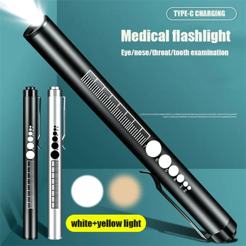 Rechargeable Medical Handy Pen Light Mini Nursing Flashlight LED Torch Lamp With Stainless Steel Clip Pocket Led Flashlight