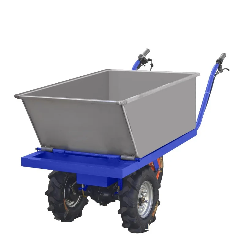 

2025 Electric three-wheeled handcart for transporting small flatbed trucks Agricultural dual-wheel power-assisted transportation