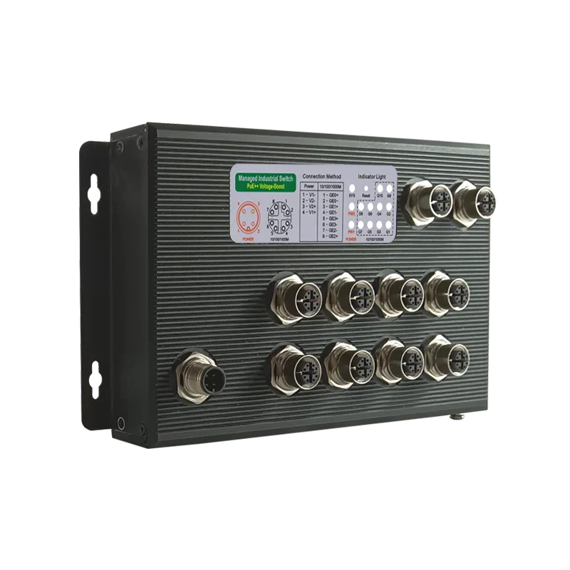 2025 EN50155 10GE M12 Industrial L2 Managed Ethernet Switch 1000M Capacity PoE ++ VLAN SNMP QoS Railway