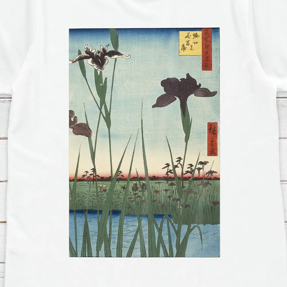 Japanese Ukiyo-e T Shirt Woodblock Art Hiroshige Iris Womens Mens Printed Tee Funny Short Sleeve Tshirt Streetwear