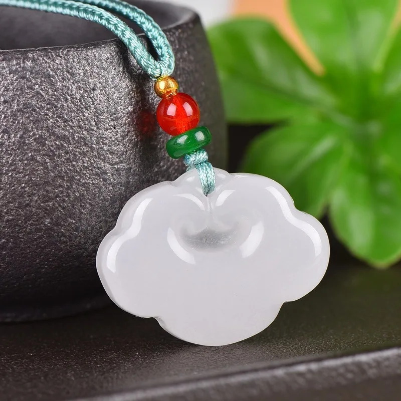 Natural Gold Silk Jade Safety Lock Pendant, White Jade Safety Ruyi Lock Necklace Pendant, Fashionable and Simple