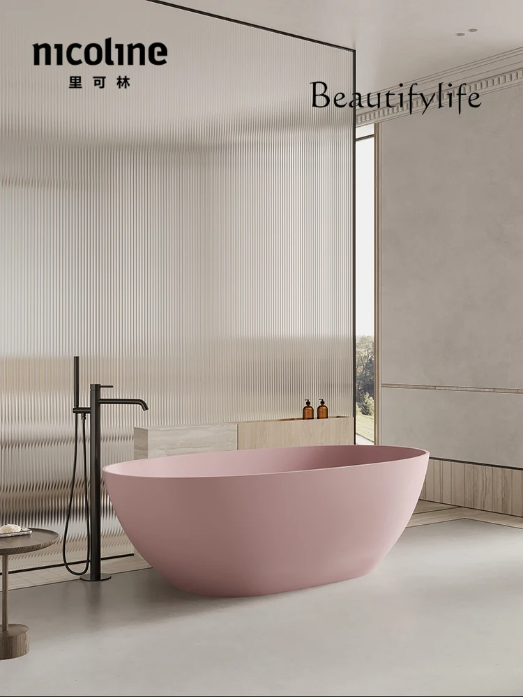 

bathroom vanity with sink Pink Freestanding Bathtub Hotel Homestay Double People's Bath Oval Artificial Stone Bathtub