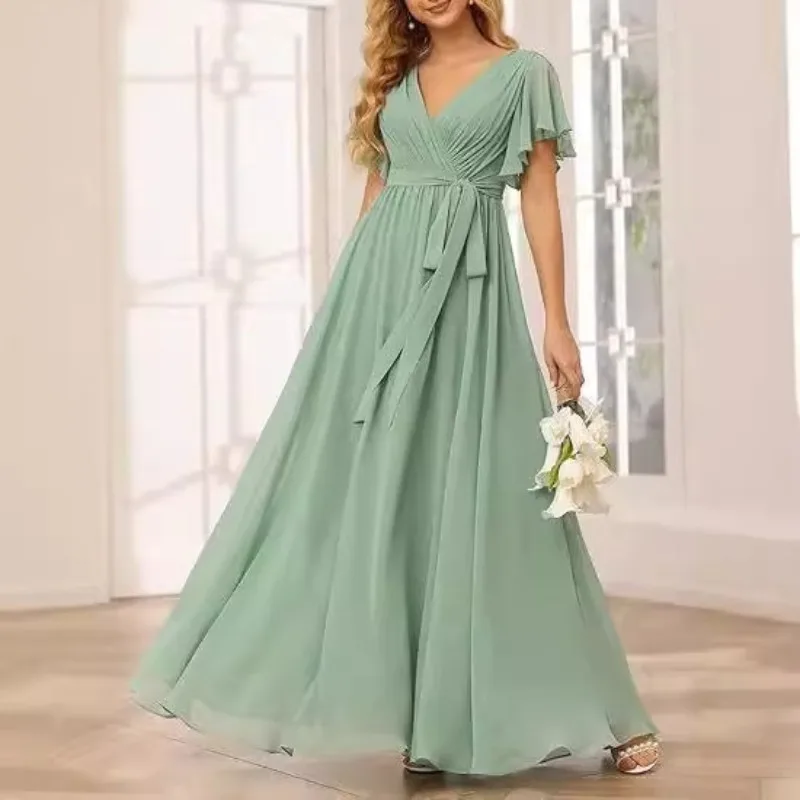 

Evening Summer Banquet Temperament Fashion Celebrity French Chiffon Dress Ball Evening Robe Femme Chic Et Élégante Party Dresses
