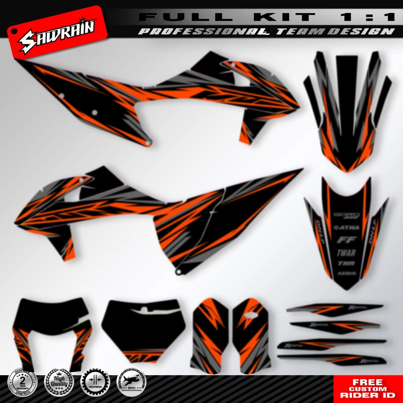 

Комплект наклеек с графическим номером мотоцикла Sawrain Custom Team для KTM SX SXF 2019 2020 2021 2022 EXC XCW 2020 2021 2022 2023