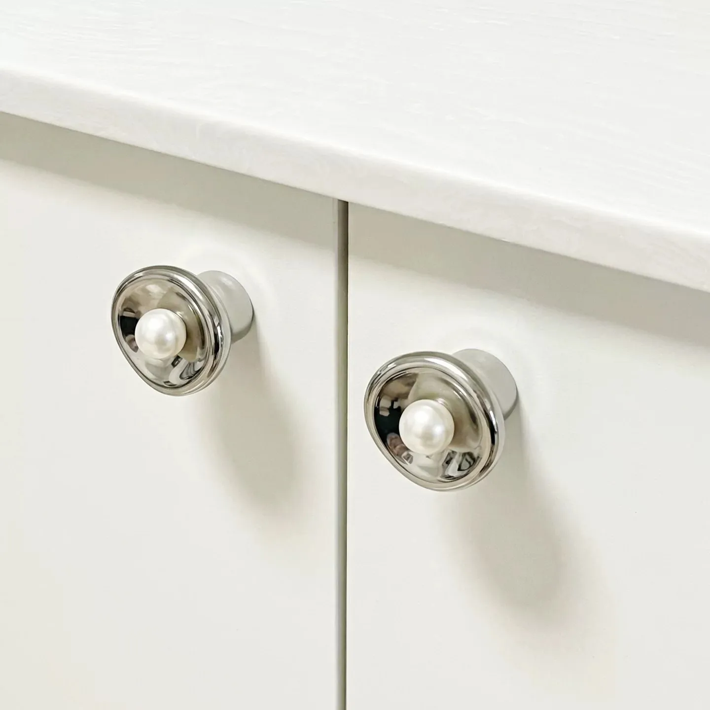 Pearl Ceramic Cabinet Knobs, Round Drawer Pull Handles, Furniture Hardware for Dresser Wardrobe