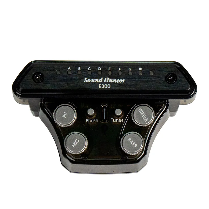 Acoustic Guitar Pickup, High Fidelity Sound Hunter No Drilling Required Tuner, Wooden Guitar Accessories