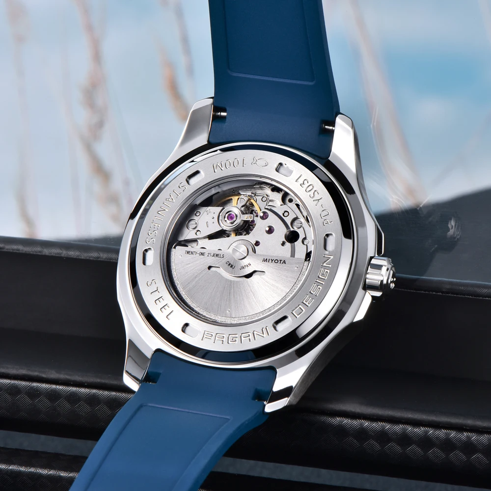 2026 New PAGANI DESIGN Watches Luxury Rose Gold Blue Dial Automatic Watch For Men 8215Movt Mechanical Sapphire Crystal Men Watch