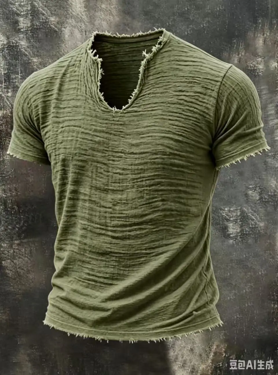 Cotton and linen Men's shirt, Summer Retro solid color V-neck short sleeved Top, Hawaiian beach breathable Men's T-shirt