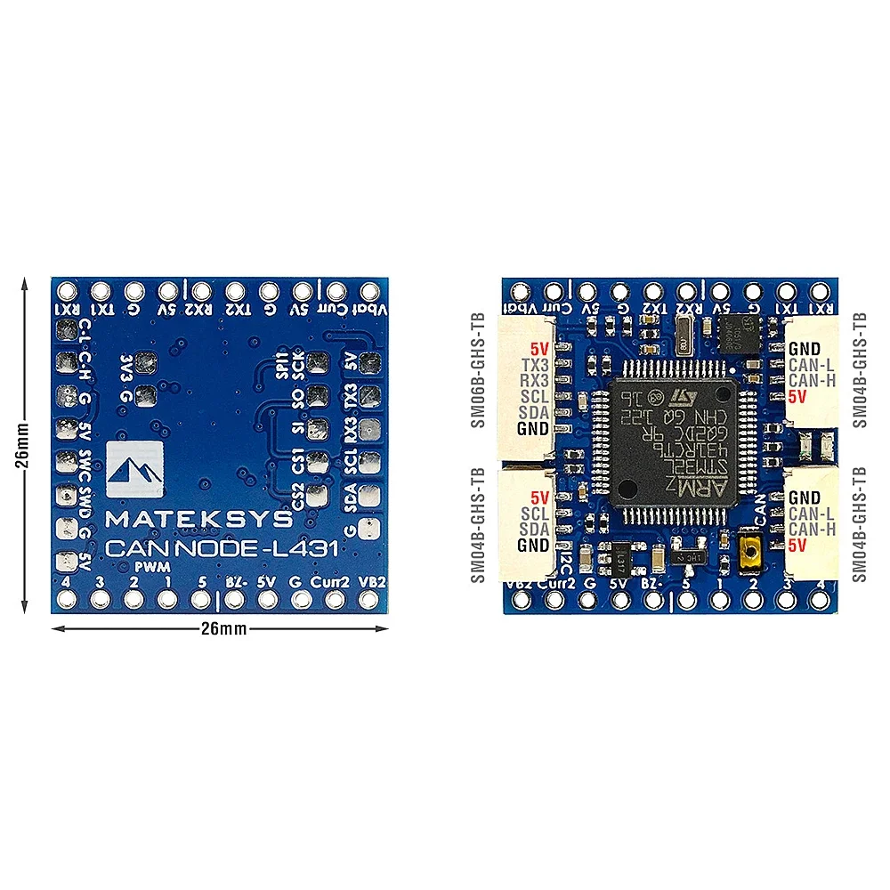 MATEK CAN-L431 DroneCAN CAN Node AP_Periph 26*26mm Support GNSS Compass Barometer Airspeed GPIO for ArduPilot Drone Parts