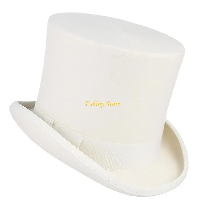 N58F Western Top Hat Wide Brim Fedora Hat Gift for Boyfriend Top Hat Short Brim Magician Costume for Outdoor Gatherings