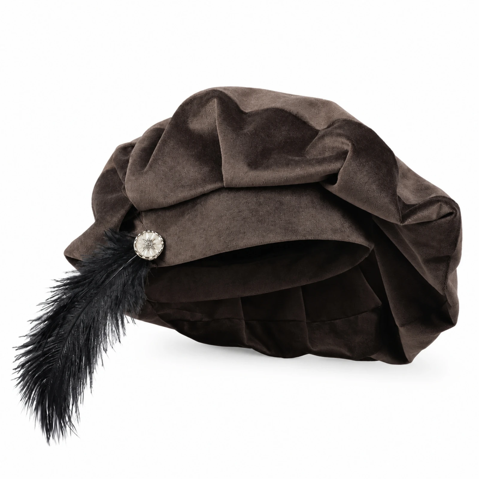 Medieval-Style Costume Hat Period-Inspired Costume Hat with Long Black Feather Medieval Minstrel Cap Lightweight for Cosplay