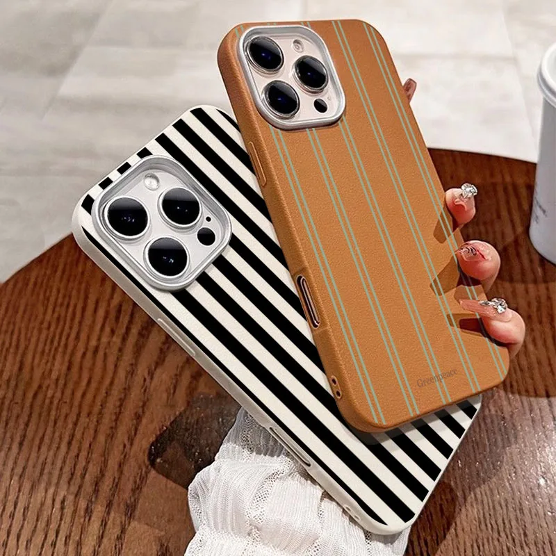 The Green Stripe Lichee Pattern Phone Case for Xiaomi Redmi Note 14 13 12 Pro Plus 12S 11 10 5G Redmi 12 13 13C 14C4G Soft Cover view 3