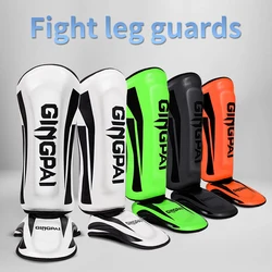 One Pair High-Quality PU Leather Boxing Shin Guards Ankle Protector MMA Muay Thai Training Leg Warmers Light Kicking Shin Pads