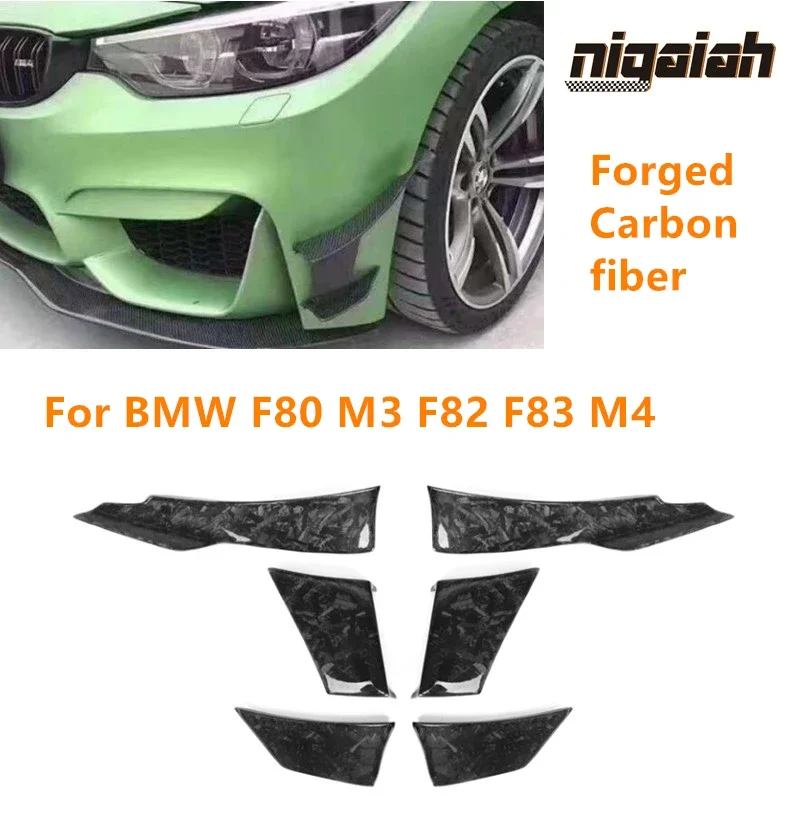 

Для BMW M3 M4 F80 M4 F82 F83: Накладки на боковые сплиттеры и передний бампер из кованого карбона (MAD Side Splitter Front Bumper Lip Fin Canard Sticker) 2014-2019