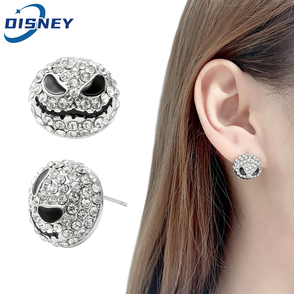 Disney The Nightmare Before Christmas Accessories Jack Skellington Earrings Women Luxury Rhinestones Studs Earrings Jewelry