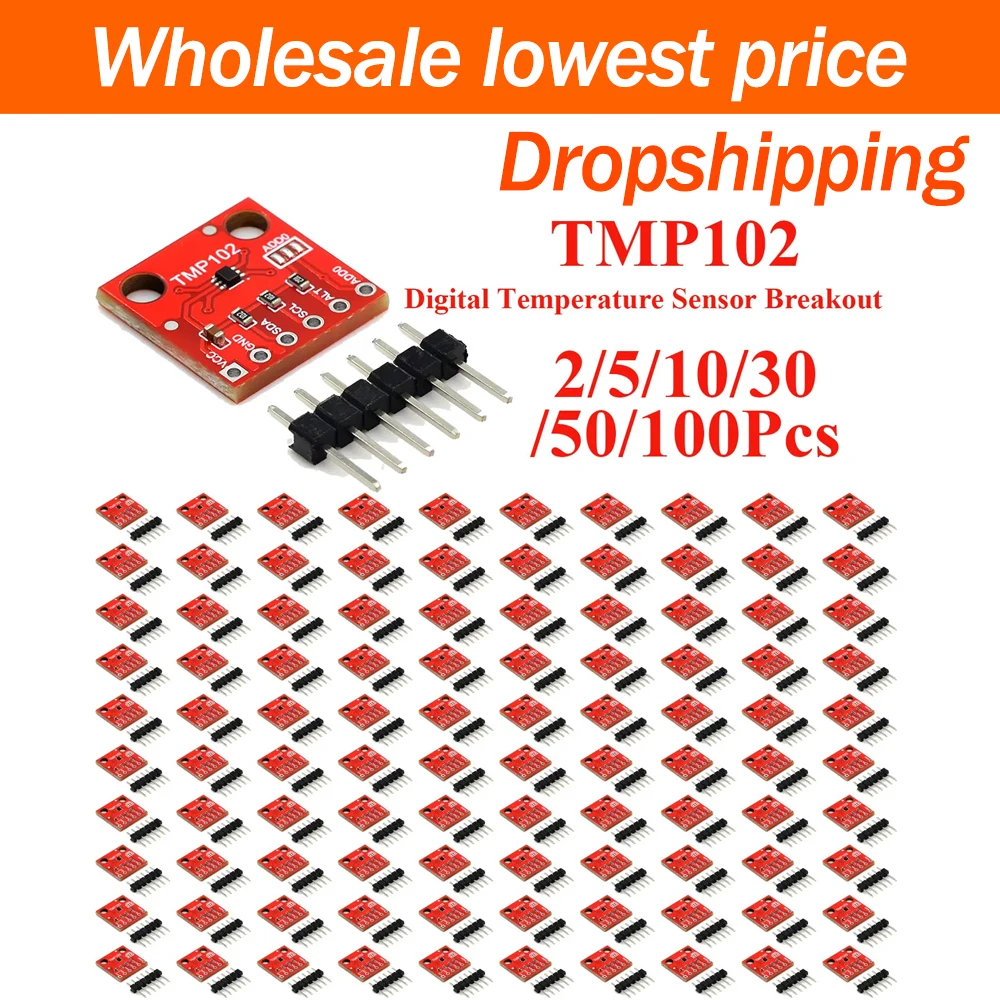 2~100Pcs TMP102 Digital Temperature Sensor Module I2C Interface High Resolution Temperature Breakout Board Low Power Consumption