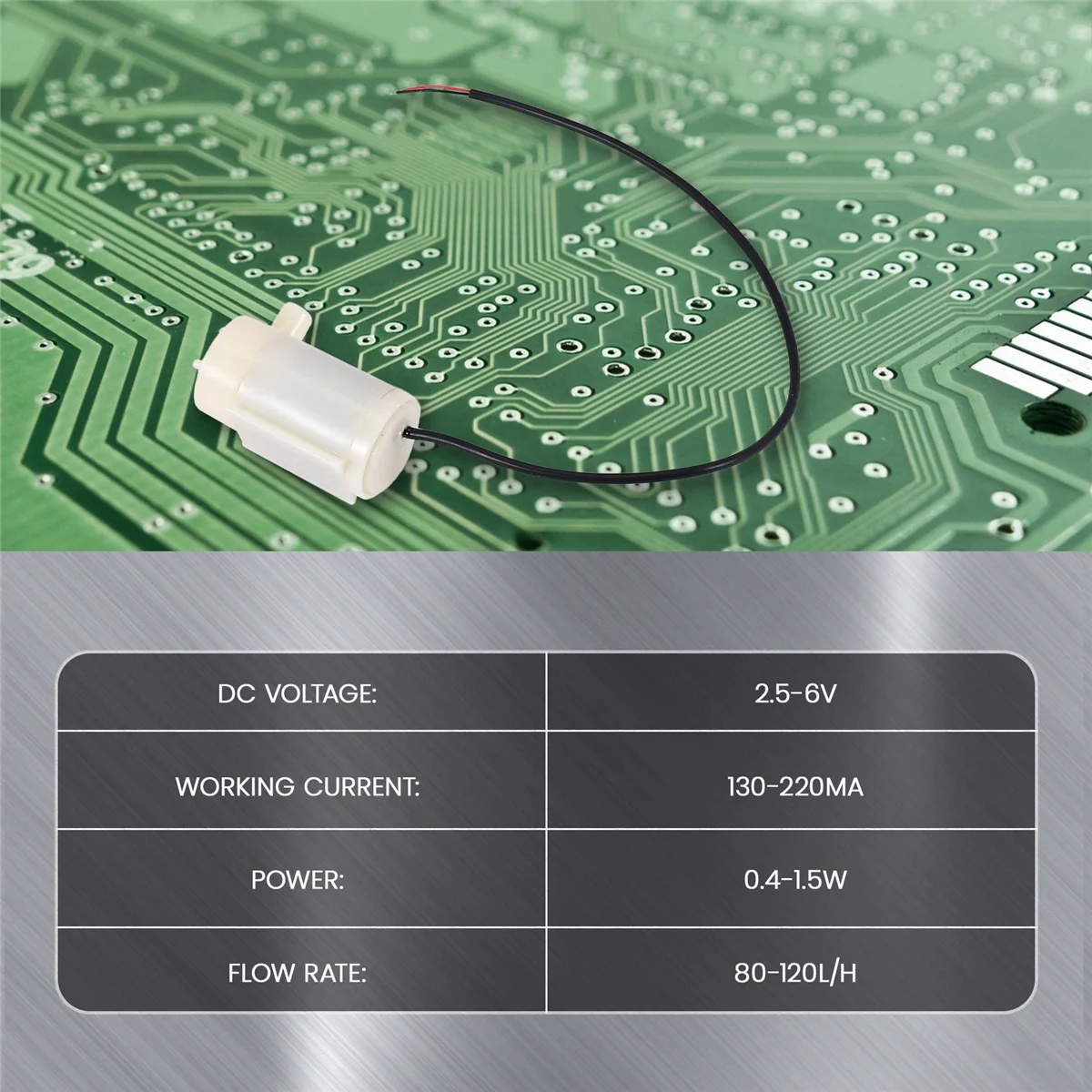 ミニ水中ウォーターポンプ,低騒音,ブラシレスモーター,DC 2.5-6v,120l/h,1個