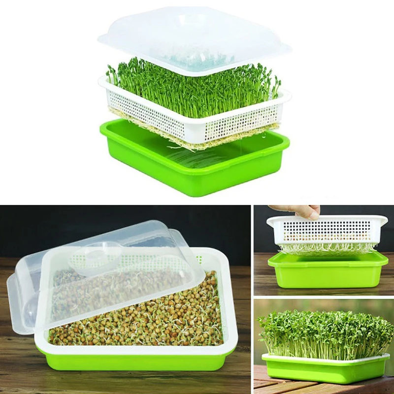 1 Set Sprout Dish Growing Pot Hydroponic Seedling Vegetable Beans Seeding Pot Household Plants Germination Tray