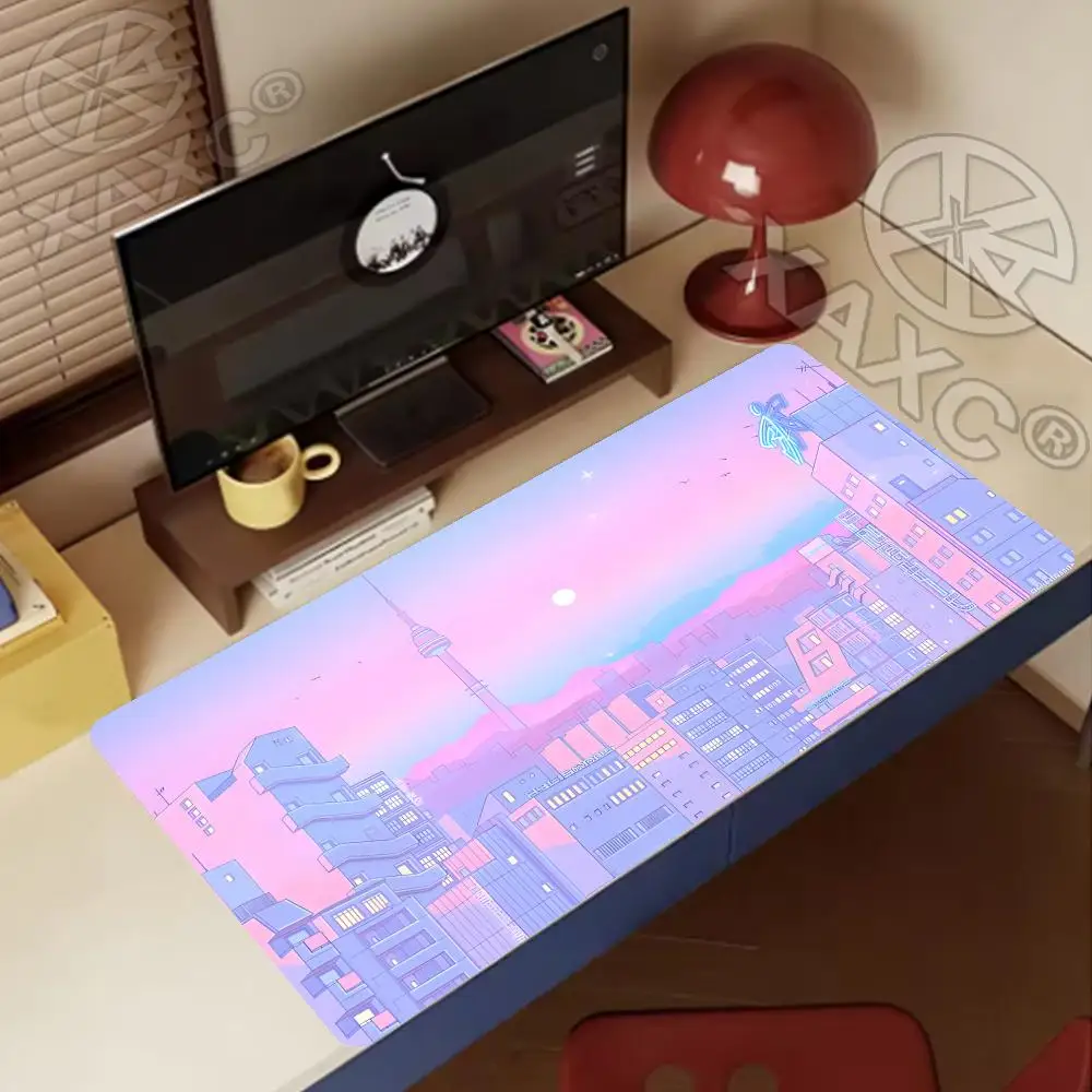 Pink Moon big Mousepad Anime Mouse Pads Gaming Mouse Pad Cartoon Non-Slip Deskmat Keyboard Mat Desk Protector Pc Accessorie XAXC