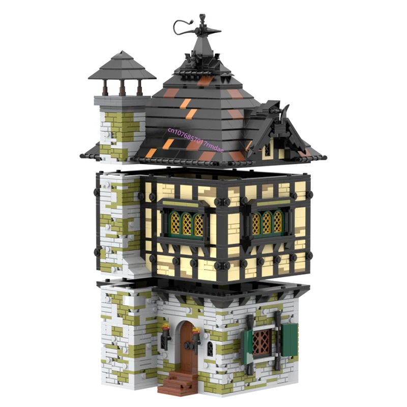 Nuevo 2199 Uds. MOC vista de calle europea edificio de cabaña Medieval DIY ideas creativas juguete Retro para niños regalo de cumpleaños bloques de construcción