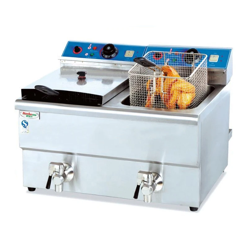 Factory New Fryer Machine Stainless Steel Counter Top Fryer Commercial 2-cylinder 2-Basket Countertop French Fries Fryer