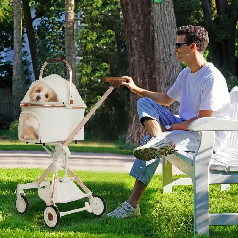 Pet Strollers Dogs 3 in 1 Folded Small Convenient Dog Stroller Stair Climbing Trolley Pet Stroller Hope with 4 Wheels