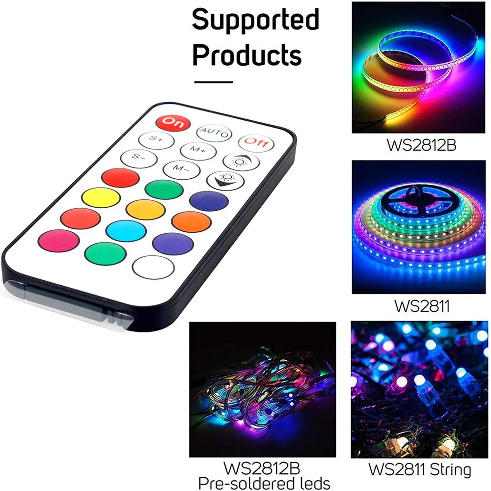 وحدة تحكم LED صغيرة 21 مفتاح 3 دبوس مناسبة لشريط WS2811 WS2812B 2811 2812 LED RGB DC5-24V RF للتحكم عن بعد #5