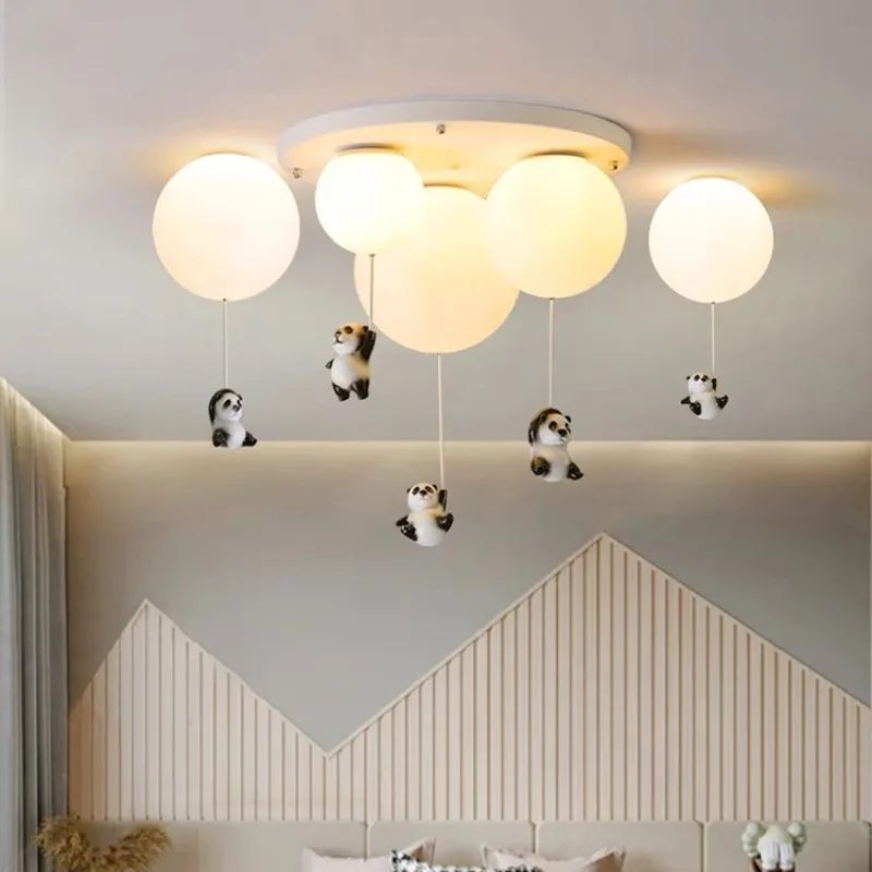 Modern Balloon Hanging Pendant Lamp Lights Bear Children Bedroom Chandelier Living Dining Room  Lighting Panda Indoor Led Study