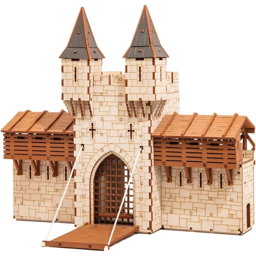 

Castle Gatehouse - 3D Wooden Puzzle - DIY 28mm Scale Model Building Kit for Adults - Educational Toy - Creative Gift - Tabletop