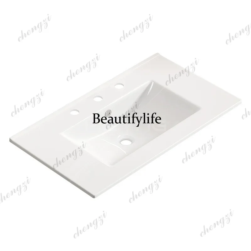 S178 bathroom counter single basin four sides water retaining ceramic integrated basin American three-hole faucet ceramic basin