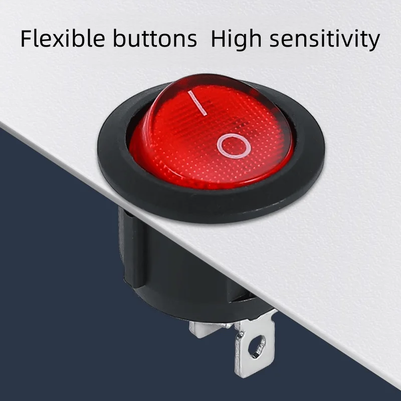 

Round Switch Pushbutton 2-pin 2-speed Red and Black Boat Switch KCD1-105 Small Power Switch 20mm15mm