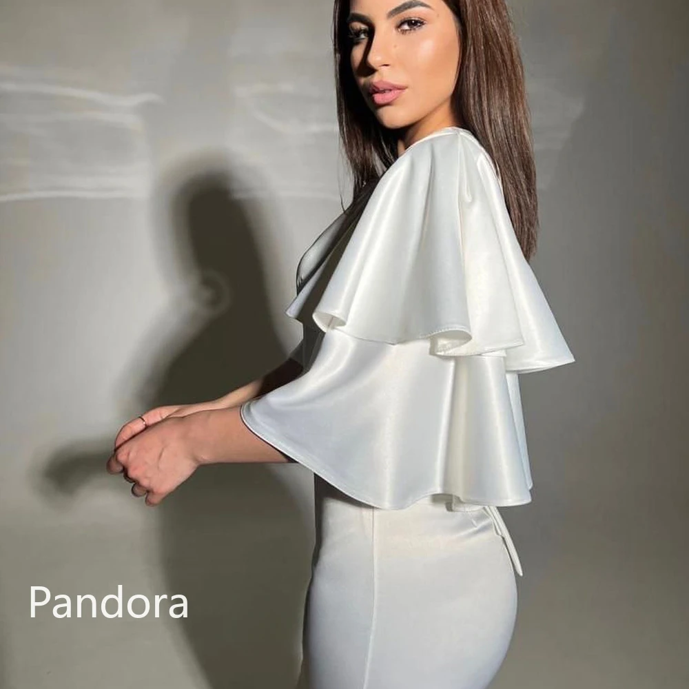 PANDORA ชุดพรอมคอเหลี่ยมสำหรับผู้หญิงแขนสั้นชุดออกงานกลางคืนยาวถึงข้อเท้าชุดเดรสงานเลี้ยงแต่งงาน Dress2024