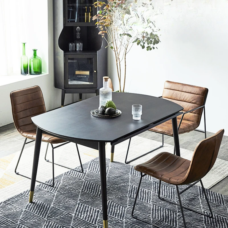 

All solid wood dining table and chairs are combined with modern, simple, square and round folding